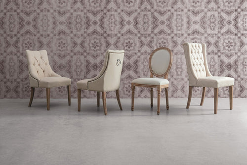 Set 2 scaune tapitate cu stofa si picioare din lemn Cally Bej / Natural, l51xA61xH90 cm (1)