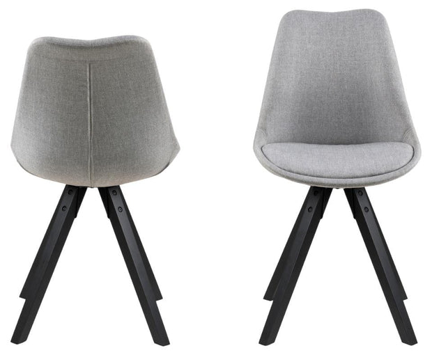 Set 2 scaune tapitate cu stofa si picioare din lemn Dima Gri Deschis / Negru, l48,5xA55xH85 cm (3)
