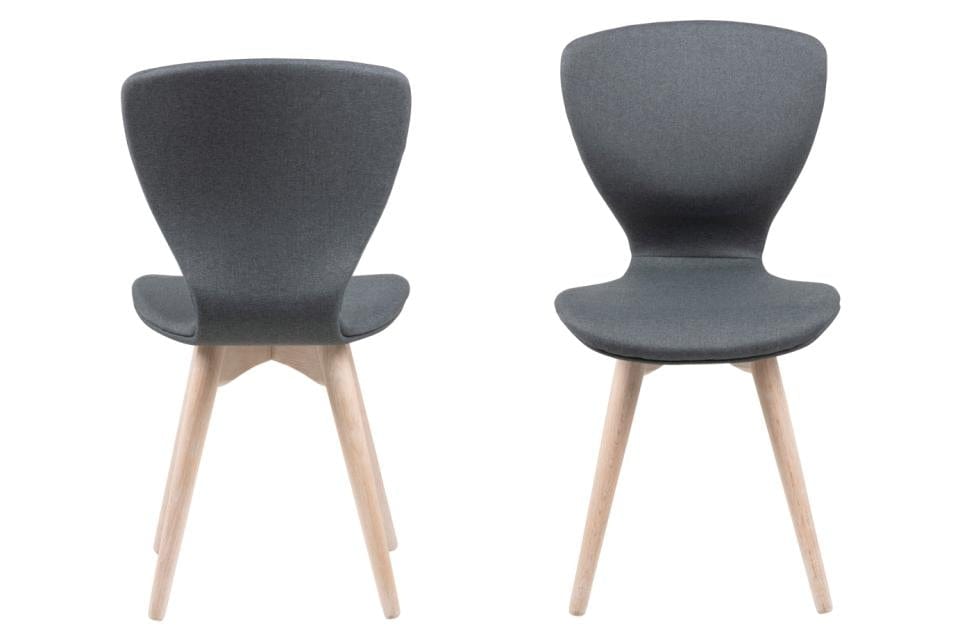 Set 2 scaune tapitate cu stofa si picioare din lemn Gongli Gri Inchis / Stejar, l44xA49xH87 cm (3)