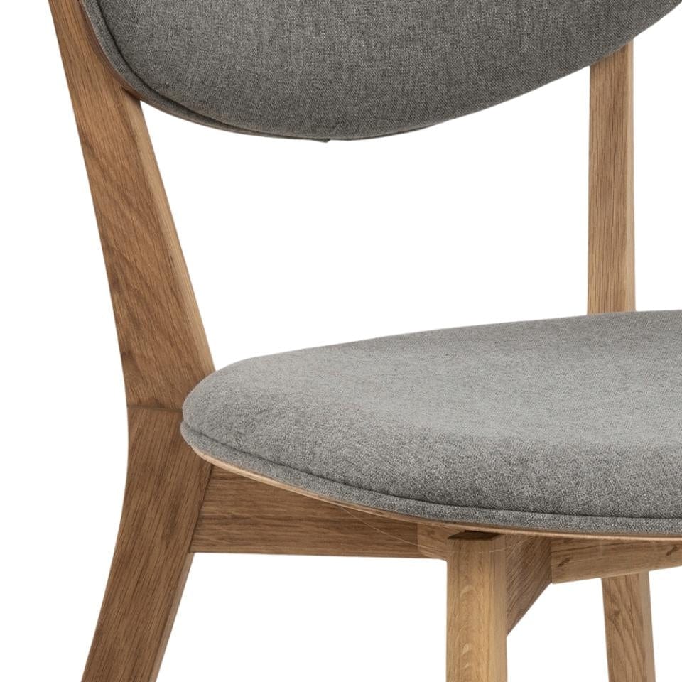 Set 2 scaune tapitate cu stofa si picioare din lemn Minsk Gri deschis / Stejar, l46,5xA53xH80,5 cm (7)