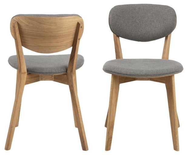 Set 2 scaune tapitate cu stofa si picioare din lemn Minsk Gri deschis / Stejar, l46,5xA53xH80,5 cm (3)