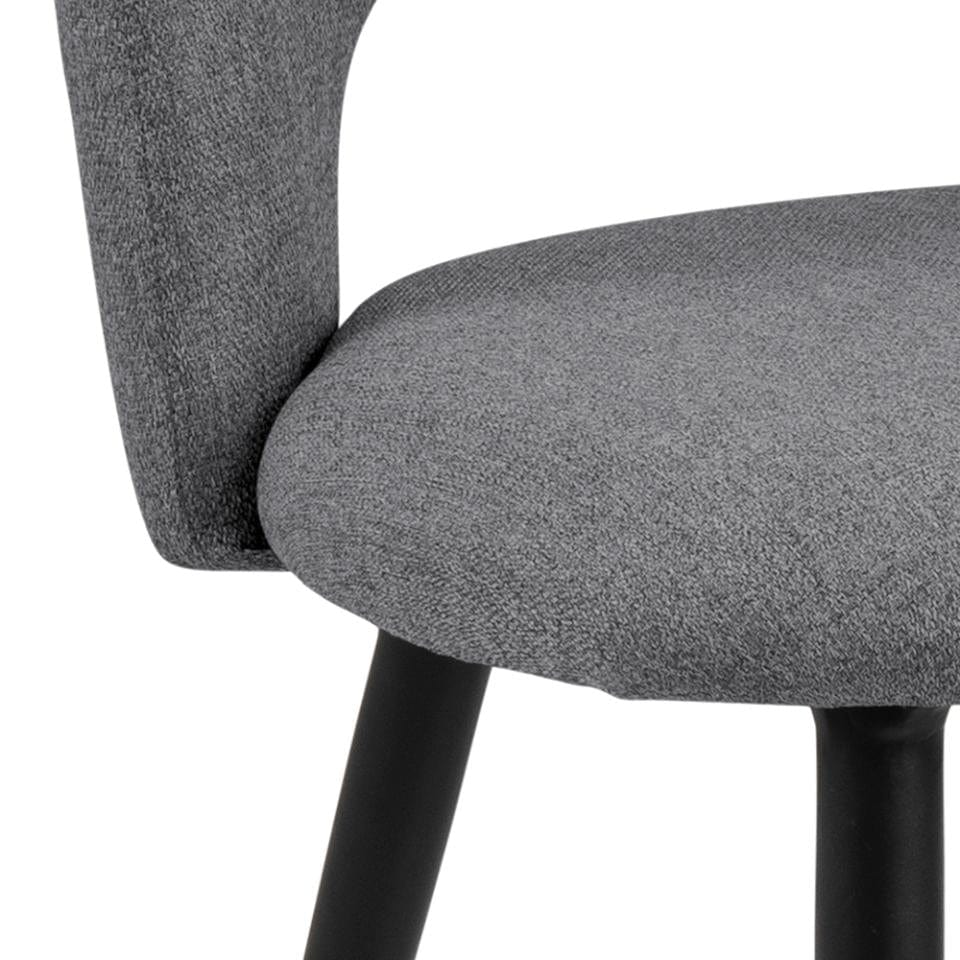 Set 2 scaune tapitate cu stofa si picioare metalice Ayla Gri deschis / Negru, l57xA46,5xH81,8 cm (7)