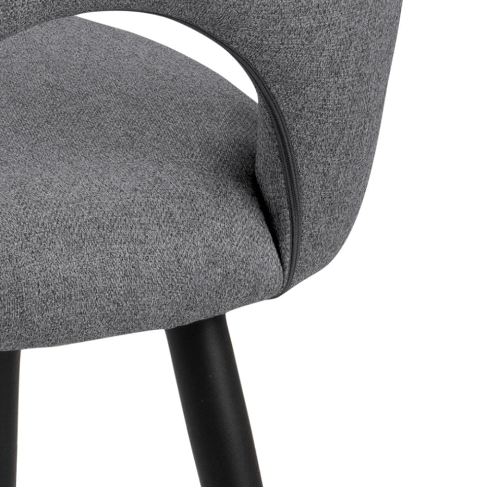 Set 2 scaune tapitate cu stofa si picioare metalice Ayla Gri deschis / Negru, l57xA46,5xH81,8 cm (6)
