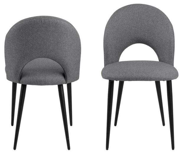 Set 2 scaune tapitate cu stofa si picioare metalice Ayla Gri deschis / Negru, l57xA46,5xH81,8 cm (4)