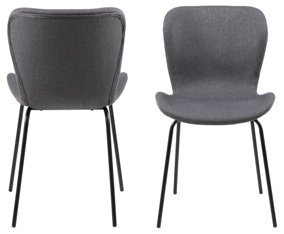 Set 2 scaune tapitate cu stofa si picioare metalice Batilda A-1 Gri Inchis / Negru, l48xA55xH82,5 cm (2)