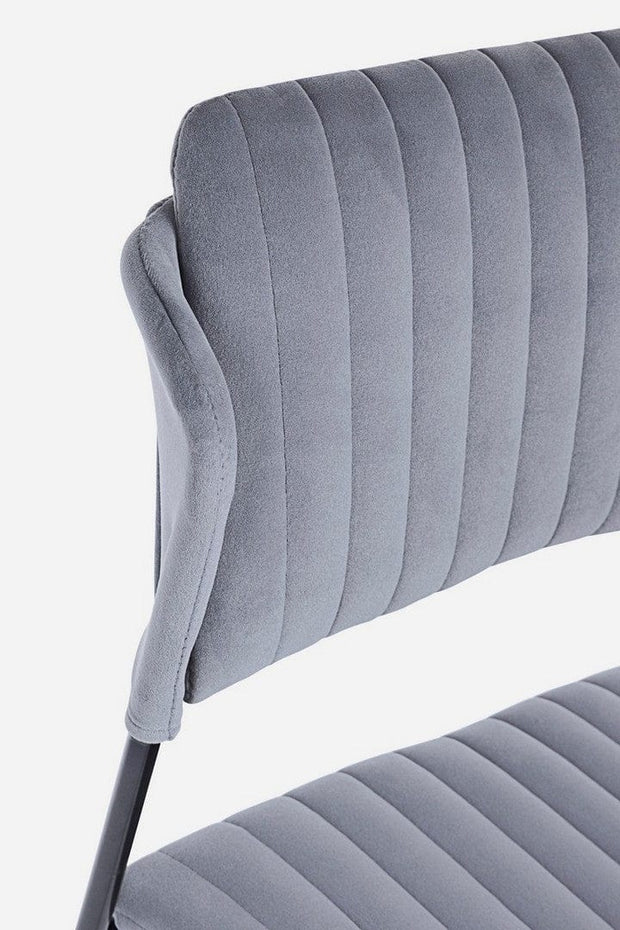 Set 2 scaune tapitate cu stofa si picioare metalice Beatrice Velvet Gri / Negru, l47xA51,5xH79 cm (5)