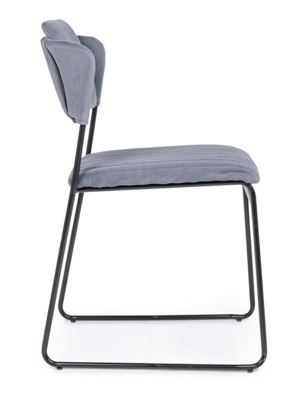 Set 2 scaune tapitate cu stofa si picioare metalice Beatrice Velvet Gri / Negru, l47xA51,5xH79 cm (4)