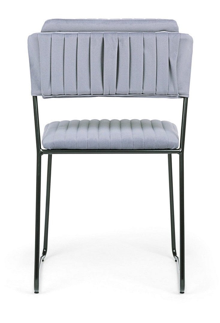 Set 2 scaune tapitate cu stofa si picioare metalice Beatrice Velvet Gri / Negru, l47xA51,5xH79 cm (3)