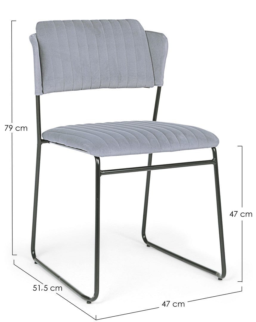 Set 2 scaune tapitate cu stofa si picioare metalice Beatrice Velvet Gri / Negru, l47xA51,5xH79 cm (7)