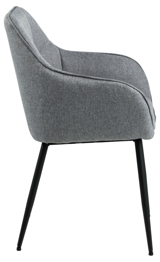 Set 2 scaune tapitate cu stofa si picioare metalice Brenda Gri deschis / Negru, l59xA54,5xH84,5 cm (2)