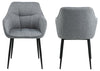 Set 2 scaune tapitate cu stofa si picioare metalice Brenda Gri deschis / Negru, l59xA54,5xH84,5 cm (1)