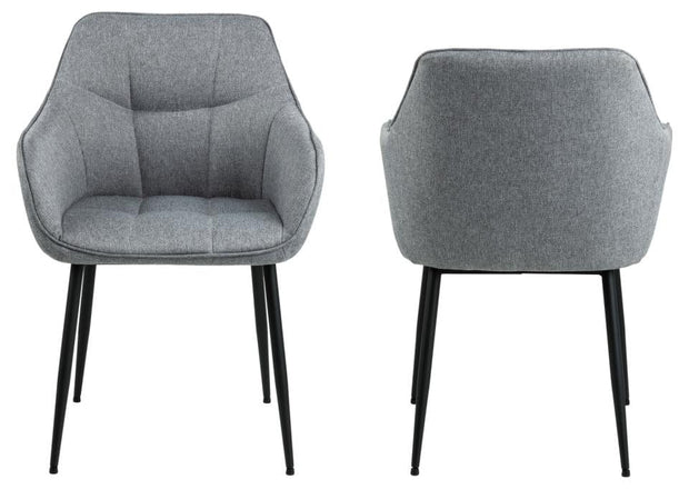 Set 2 scaune tapitate cu stofa si picioare metalice Brenda Gri deschis / Negru, l59xA54,5xH84,5 cm (1)