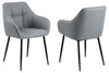 Set 2 scaune tapitate cu stofa si picioare metalice Brenda Gri deschis / Negru, l59xA54,5xH84,5 cm