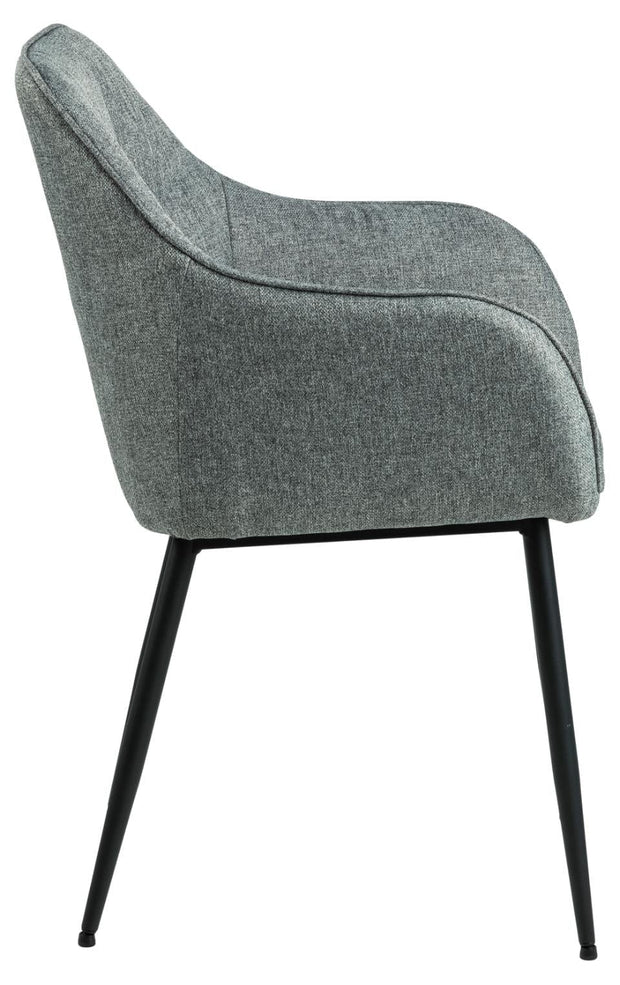 Set 2 scaune tapitate cu stofa si picioare metalice Brenda Gri / Negru, l59xA54,5xH84,5 cm (2)