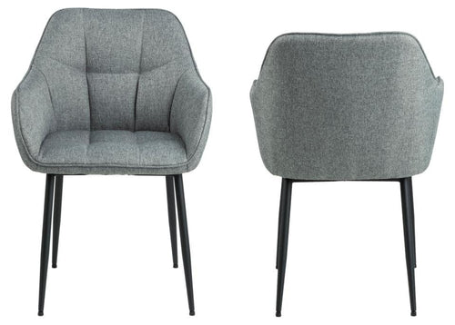 Set 2 scaune tapitate cu stofa si picioare metalice Brenda Gri / Negru, l59xA54,5xH84,5 cm (1)