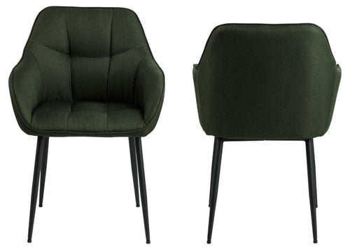 Set 2 scaune tapitate cu stofa si picioare metalice Brenda Verde / Negru, l59xA54,5xH84,5 cm (1)