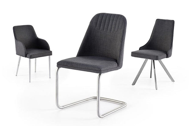 Set 2 scaune tapitate cu stofa si picioare metalice, Elara C Gri / Crom, l56xA61xH86 cm (2)