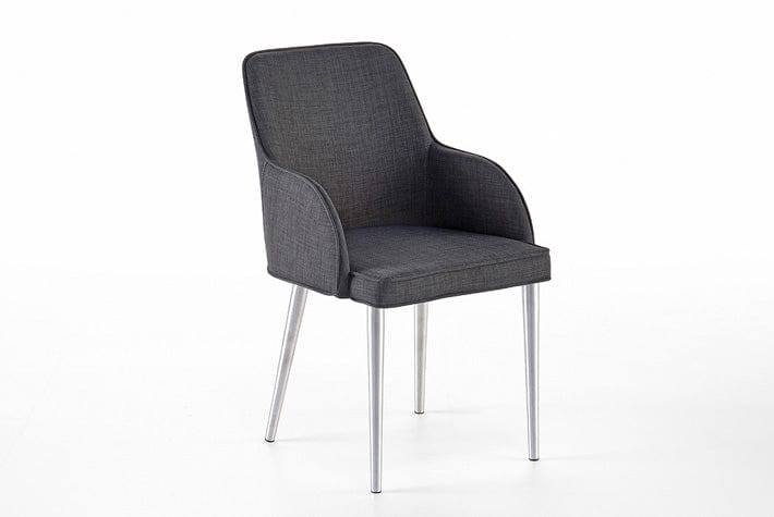 Set 2 scaune tapitate cu stofa si picioare metalice, Elara C Gri / Crom, l56xA61xH86 cm (1)