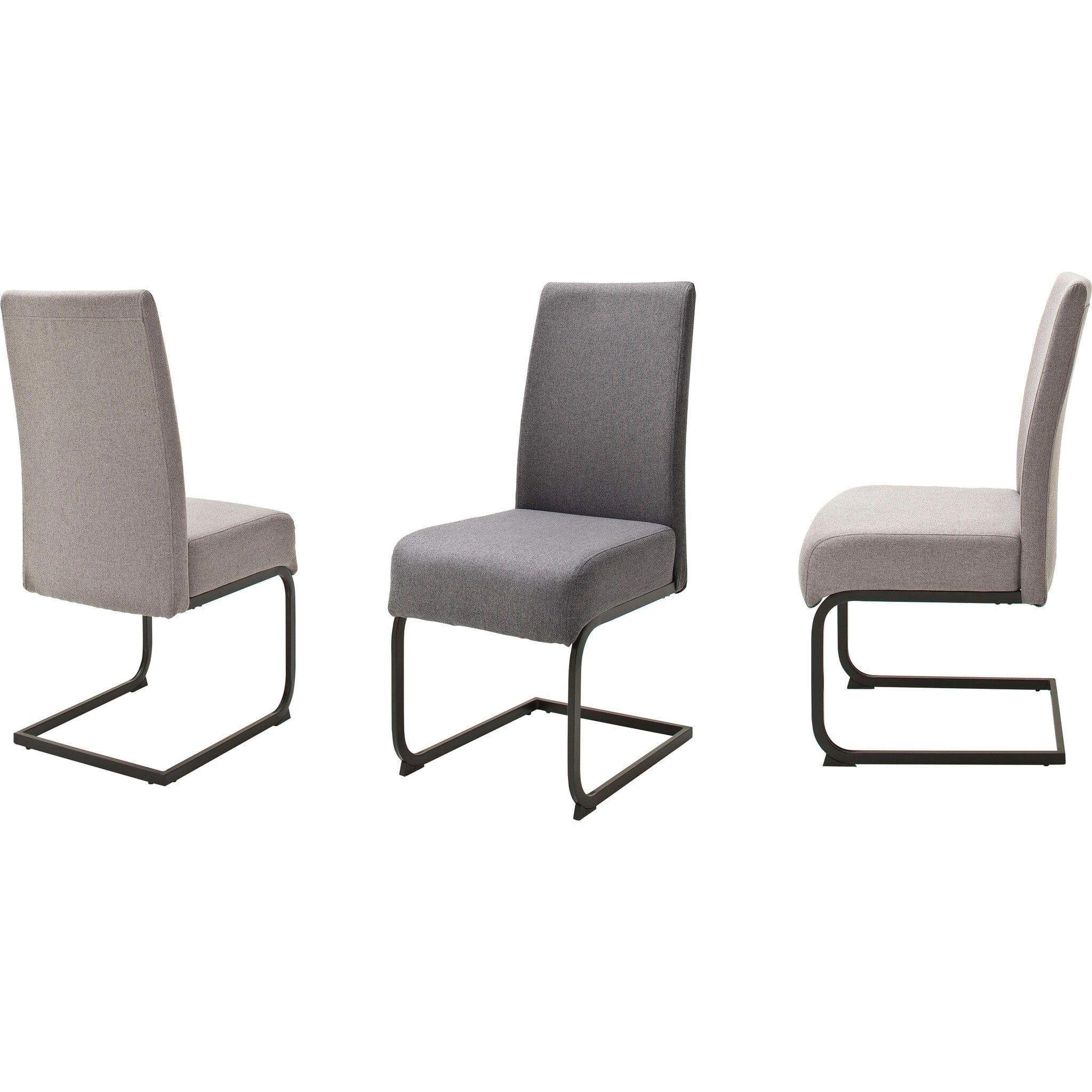 Set 2 scaune tapitate cu stofa si picioare metalice, Esteli Gri / Negru, l45xA64xH101 cm (3)