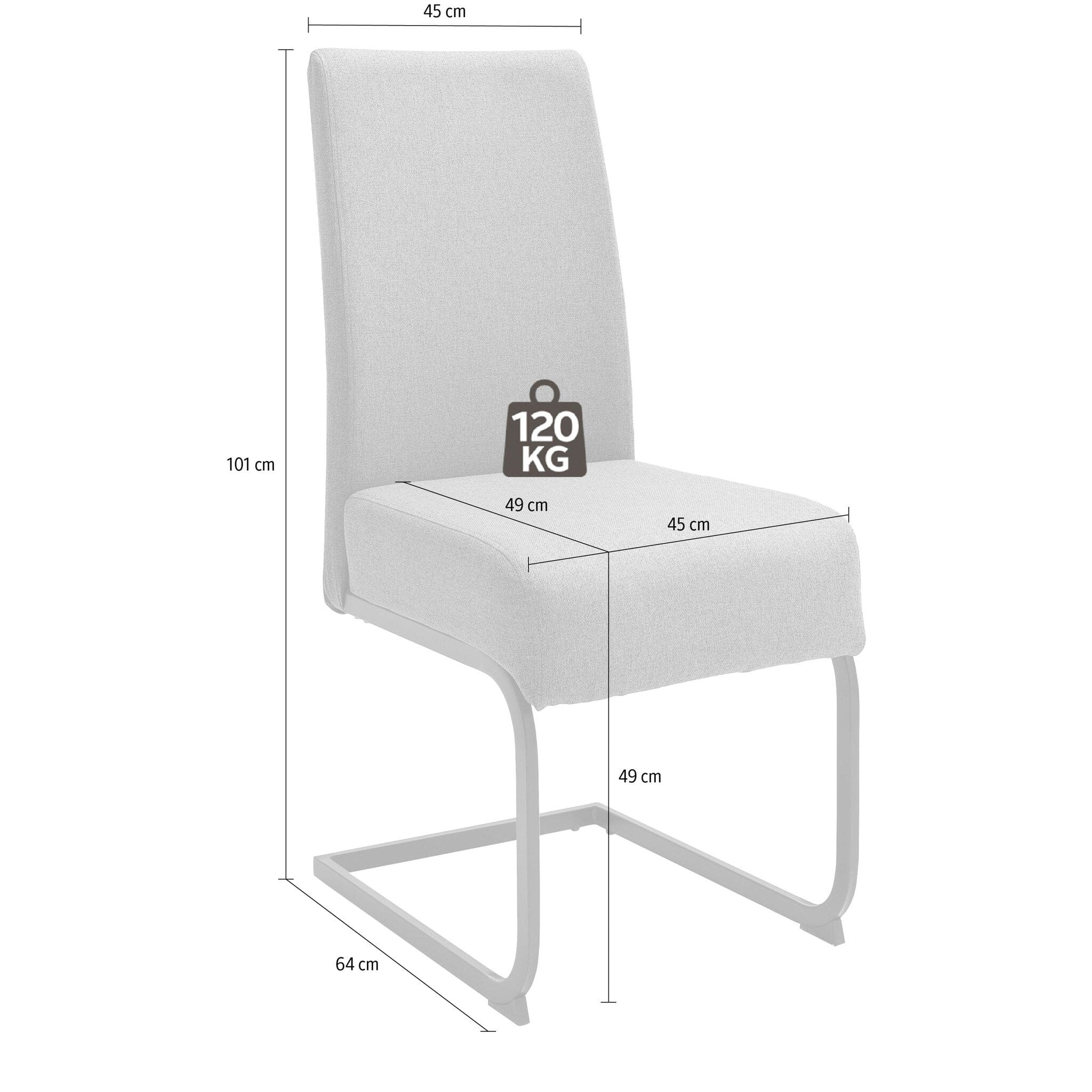 Set 2 scaune tapitate cu stofa si picioare metalice, Esteli Gri / Negru, l45xA64xH101 cm (10)