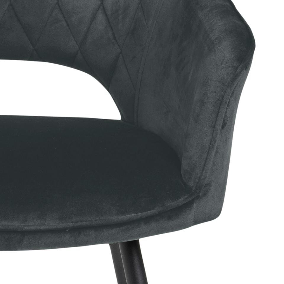 Set 2 scaune tapitate cu stofa si picioare metalice Felina Velvet Gri inchis / Negru, l56xA58xH81 cm (8)