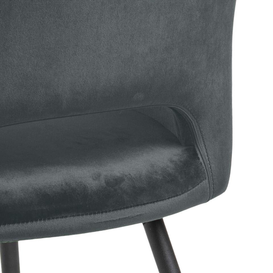 Set 2 scaune tapitate cu stofa si picioare metalice Felina Velvet Gri inchis / Negru, l56xA58xH81 cm (7)