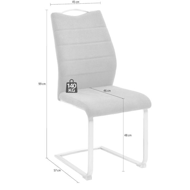 Set 2 scaune tapitate cu stofa si picioare metalice, Ferrera Gri / Crom, l45xA57xH99 cm (9)