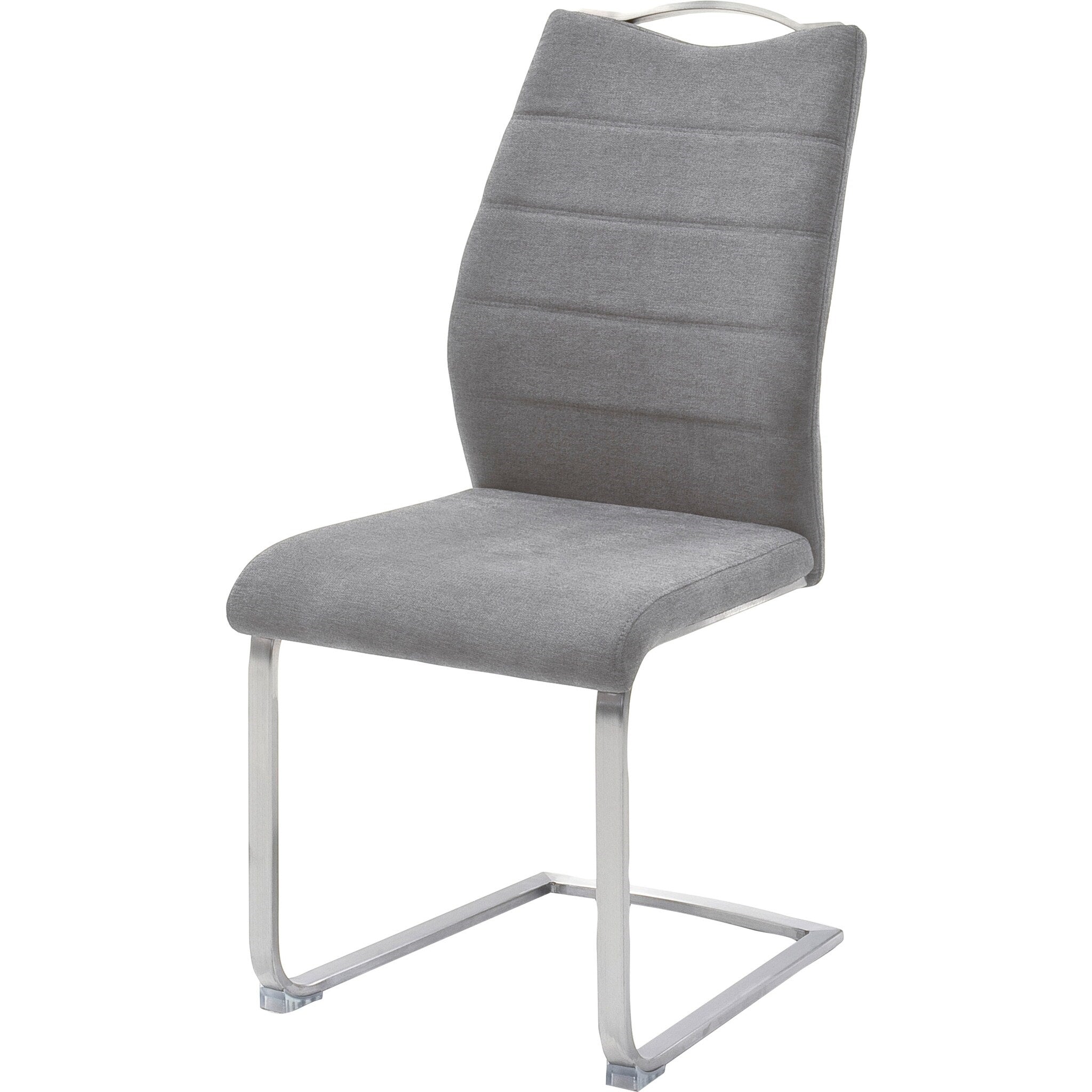 Set 2 scaune tapitate cu stofa si picioare metalice, Ferrera Gri / Crom, l45xA57xH99 cm (6)