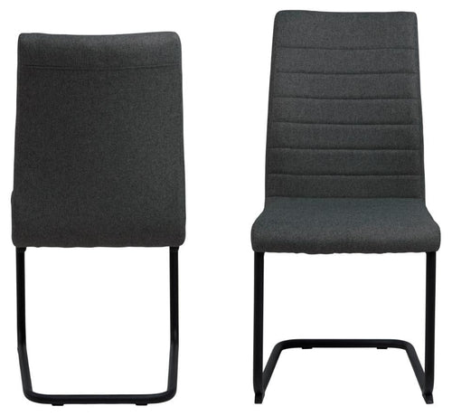 Set 2 scaune tapitate cu stofa si picioare metalice Gudrun Gri inchis / Negru, l47,5xA63,5xH95,5 cm (1)