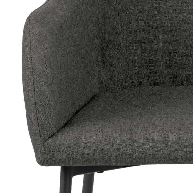 Set 2 scaune tapitate cu stofa si picioare metalice, June Gri / Negru, l57xA55,5xH83 cm (5)