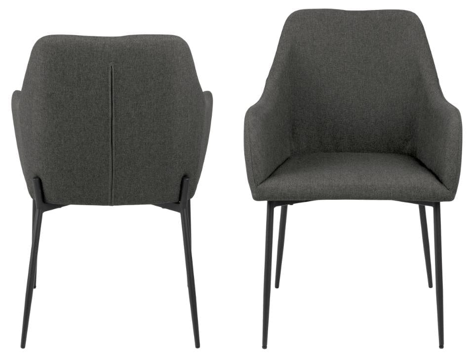 Set 2 scaune tapitate cu stofa si picioare metalice, June Gri / Negru, l57xA55,5xH83 cm (3)