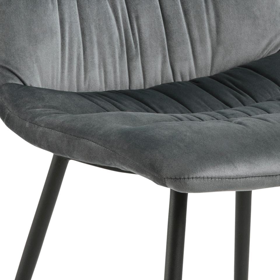 Set 2 scaune tapitate cu stofa si picioare metalice Lilian Velvet Gri / Negru, l47xA57xH92 cm (10)
