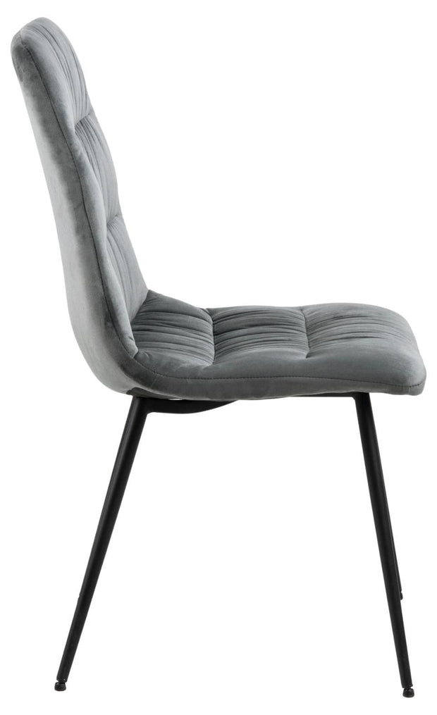 Set 2 scaune tapitate cu stofa si picioare metalice Lilian Velvet Gri / Negru, l47xA57xH92 cm (6)
