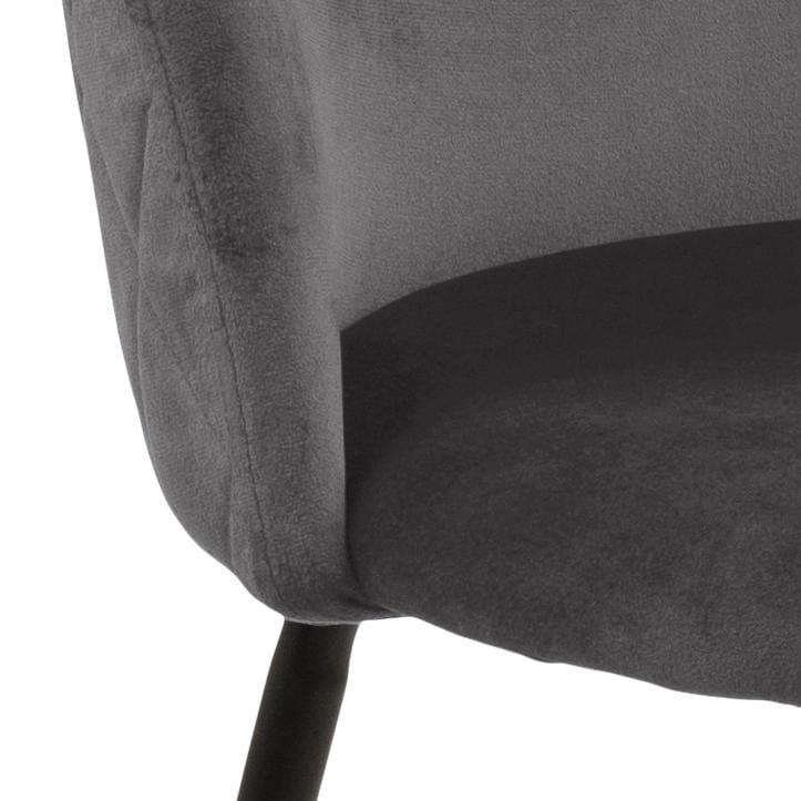 Set 2 scaune tapitate cu stofa si picioare metalice Louise Velvet Gri Inchis / Negru, l49,5xA54xH80,5 cm (3)