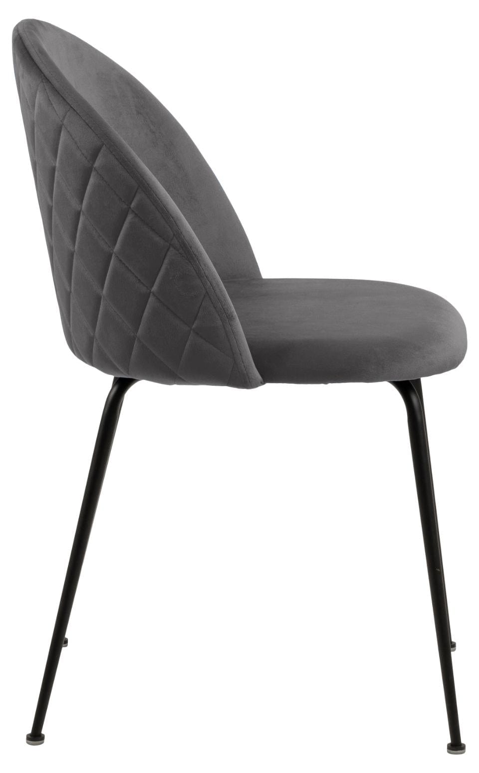Set 2 scaune tapitate cu stofa si picioare metalice Louise Velvet Gri Inchis / Negru, l49,5xA54xH80,5 cm (2)