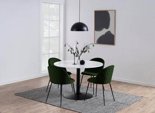 Set 2 scaune tapitate cu stofa si picioare metalice, Louise Velvet Verde / Negru, l49,5xA54xH80,5 cm (1)