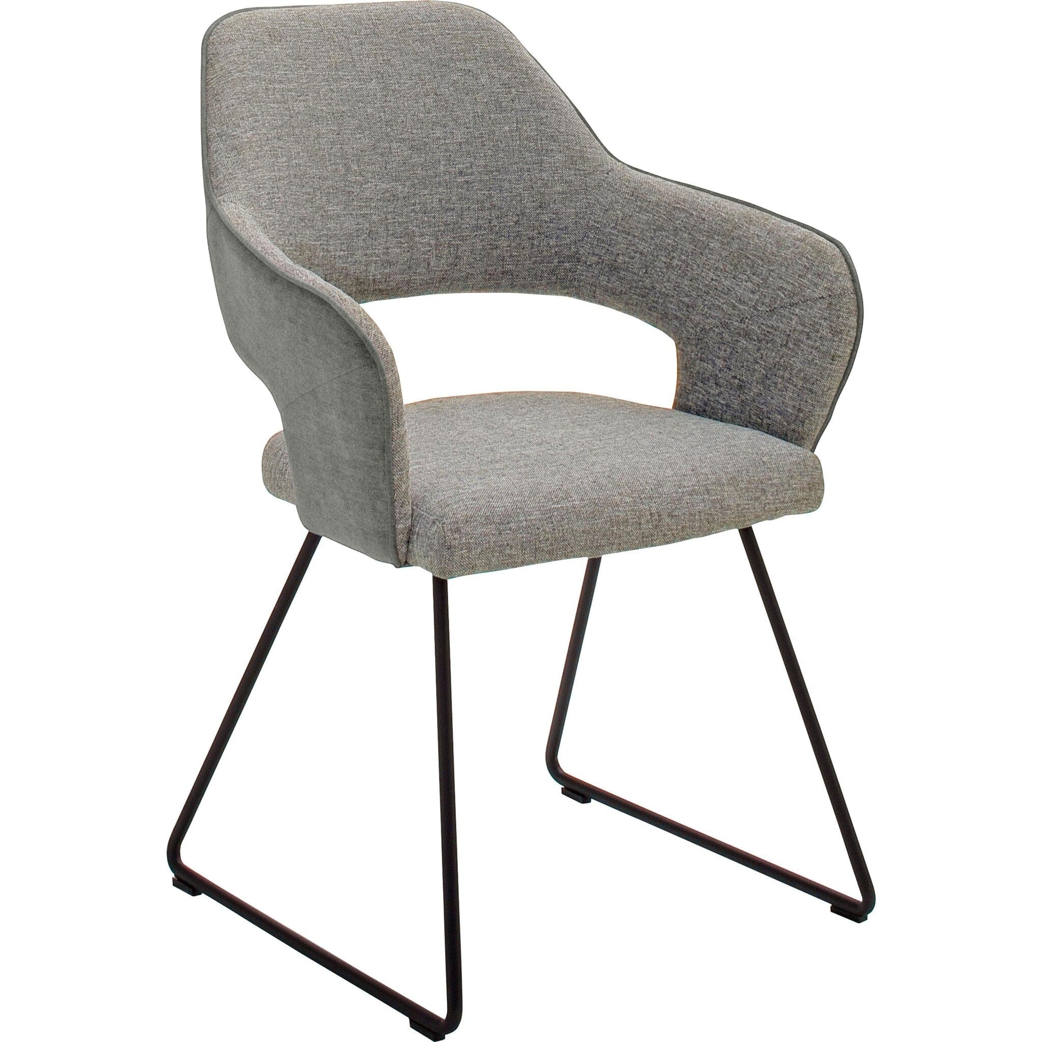 Set 2 scaune tapitate cu stofa si picioare metalice, Newcastle Skid Gri / Negru, l58xA59xH87 cm (3)