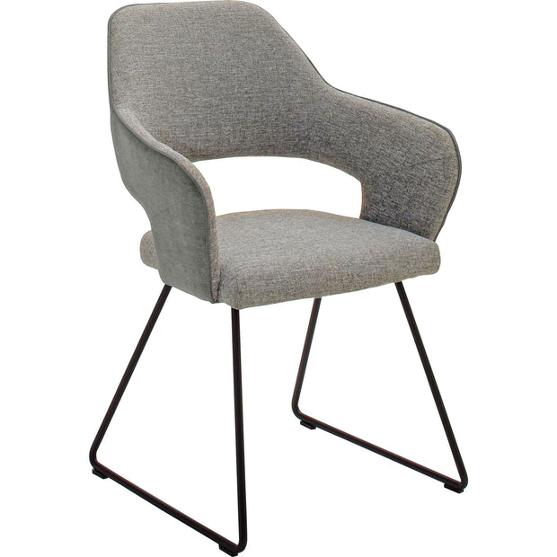 Set 2 scaune tapitate cu stofa si picioare metalice, Newcastle Skid Gri / Negru, l58xA59xH87 cm (3)