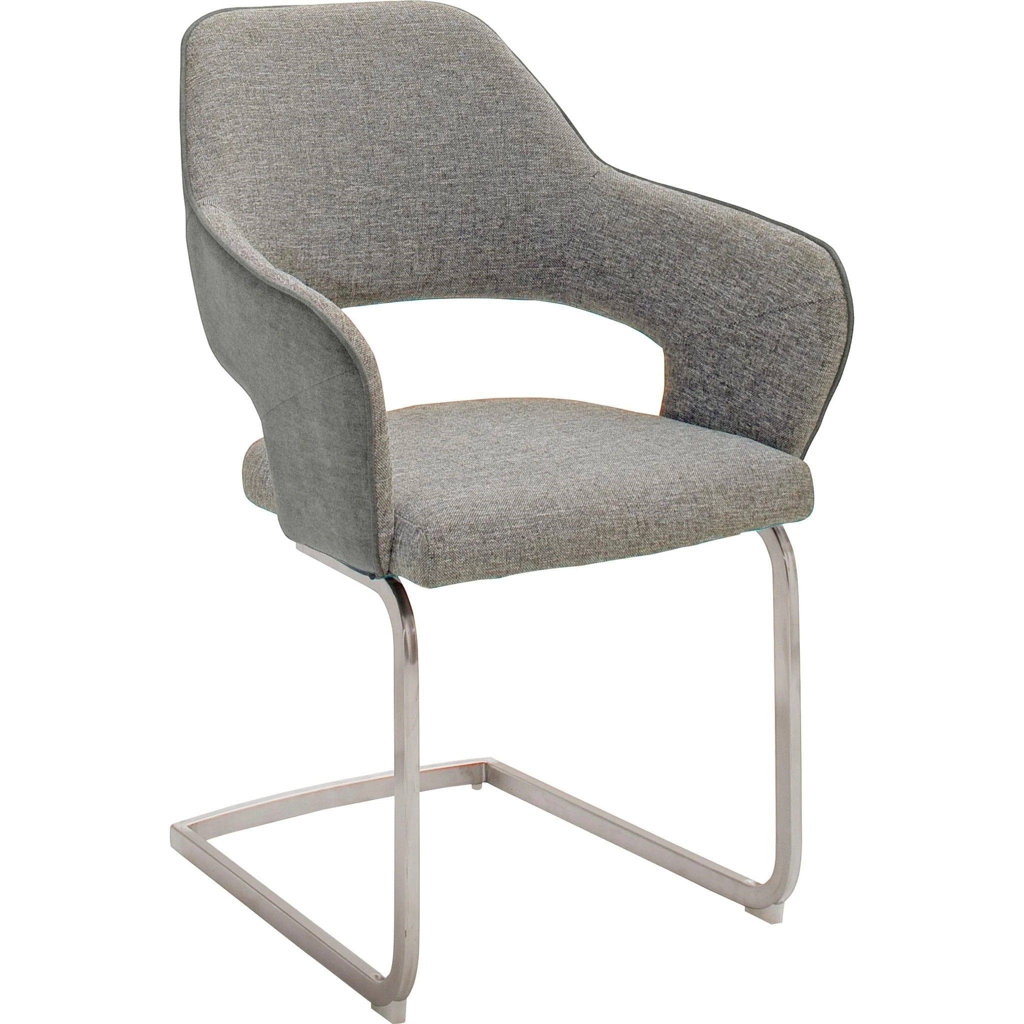 Set 2 scaune tapitate cu stofa si picioare metalice, Newcastle Swing Gri / Crom, l58xA59xH89 cm (2)