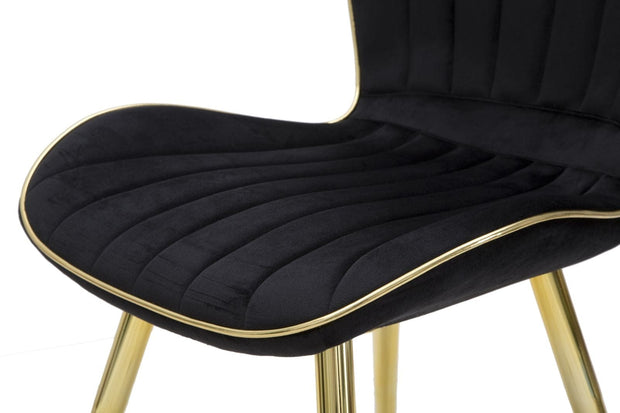 Set 2 scaune tapitate cu stofa si picioare metalice, Paris Space Velvet Negru / Auriu, l58xA46xH77 cm (7)