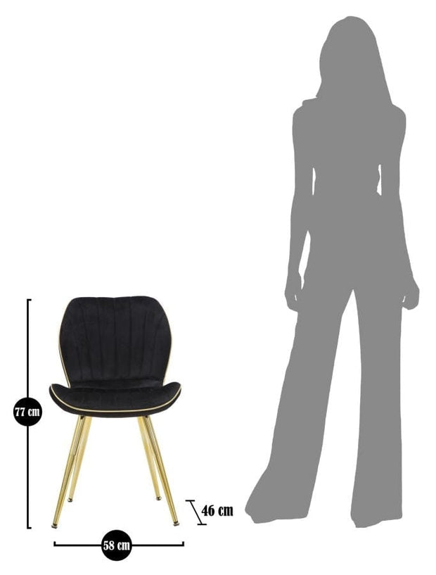 Set 2 scaune tapitate cu stofa si picioare metalice, Paris Space Velvet Negru / Auriu, l58xA46xH77 cm (9)