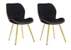 Set 2 scaune tapitate cu stofa si picioare metalice, Paris Space Velvet Negru / Auriu, l58xA46xH77 cm