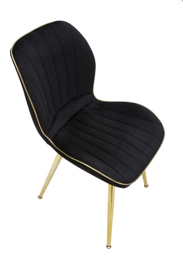Set 2 scaune tapitate cu stofa si picioare metalice, Paris Space Velvet Negru / Auriu, l58xA46xH77 cm (6)