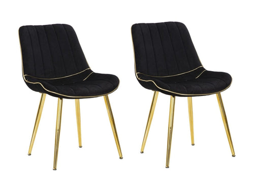 Set 2 scaune tapitate cu stofa si picioare metalice, Paris Velvet Negru / Auriu, l51xA59xH79 cm