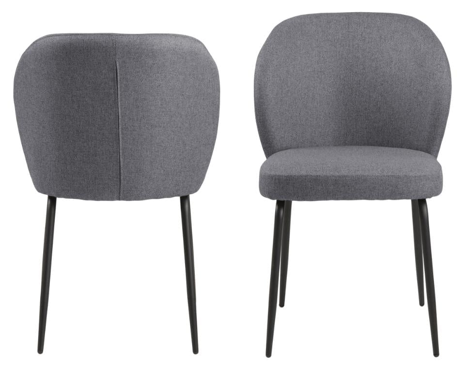 Set 2 scaune tapitate cu stofa si picioare metalice Patricia Gri deschis / Negru, l52xA57,5xH82 cm (3)