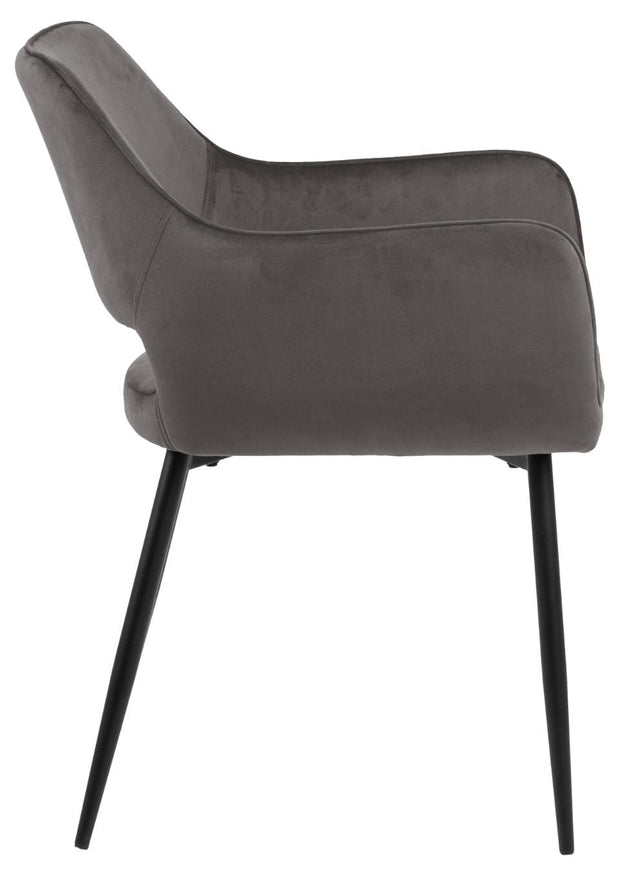Set 2 scaune tapitate cu stofa si picioare metalice Ranja Velvet Gri Inchis / Negru, l56xA59,5xH79 cm (4)