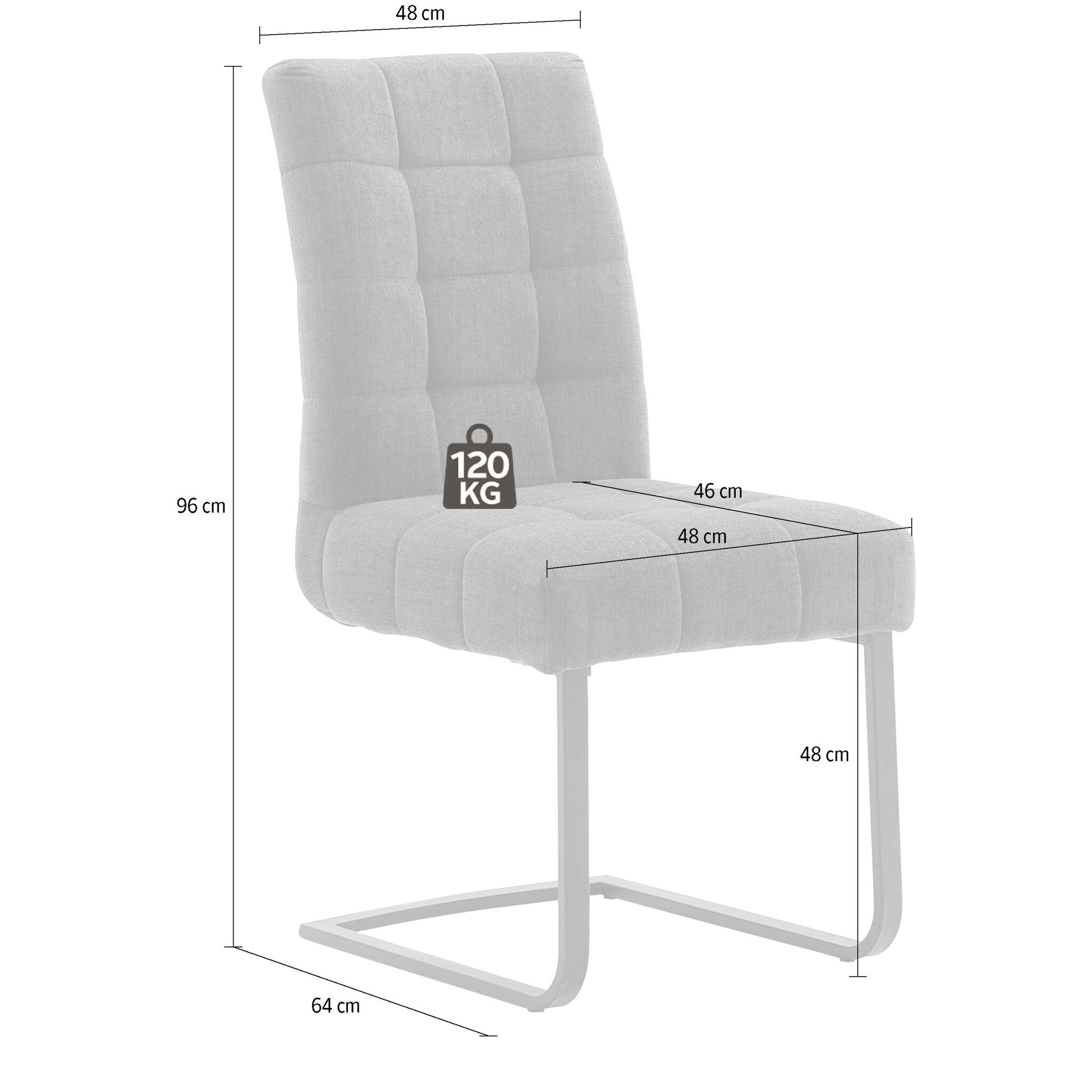 Set 2 scaune tapitate cu stofa si picioare metalice, Salta Gri inchis / Crom, l48xA64xH96 cm (6)