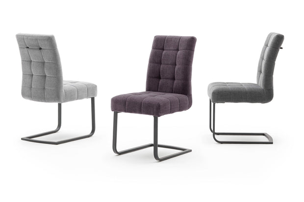Set 2 scaune tapitate cu stofa si picioare metalice, Salta Gri inchis / Crom, l48xA64xH96 cm (4)