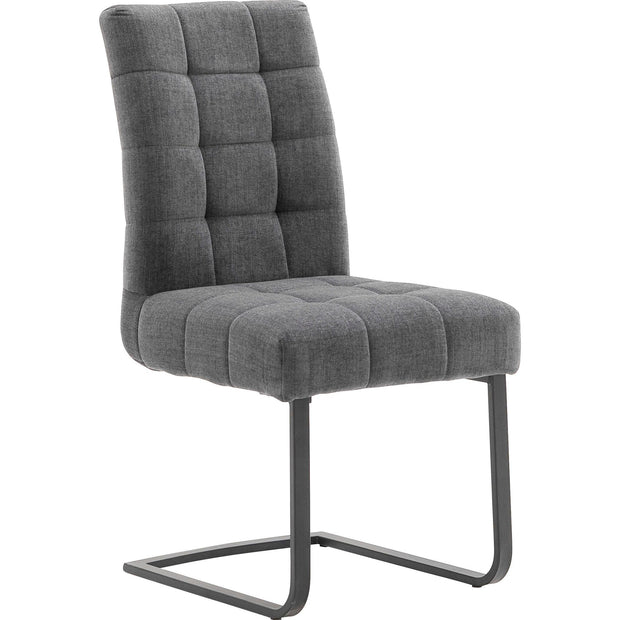 Set 2 scaune tapitate cu stofa si picioare metalice, Salta Gri inchis / Crom, l48xA64xH96 cm (5)