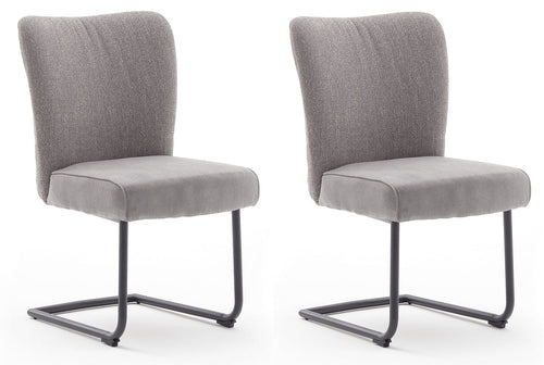 Set 2 scaune tapitate cu stofa si picioare metalice, Santiago A Swing, Gri / Negru, l53xA64xH93 cm